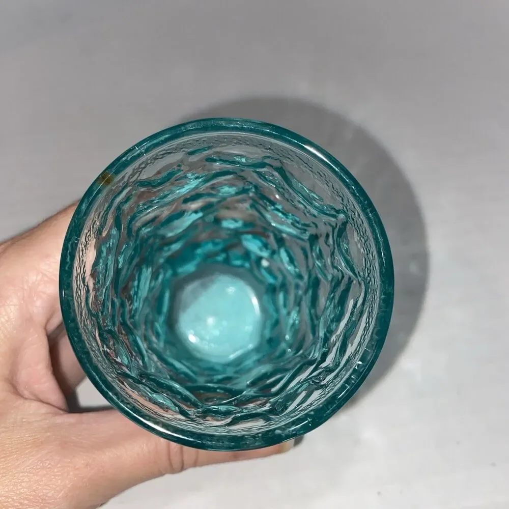 Vintage 5 oz Anchor Hocking Lido Milano Aqua Blue Teal Juice Glass Single